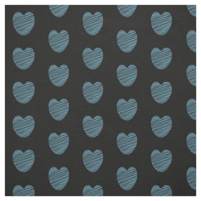 Blaues Doodle-Herzmuster Stoff (Muster)
