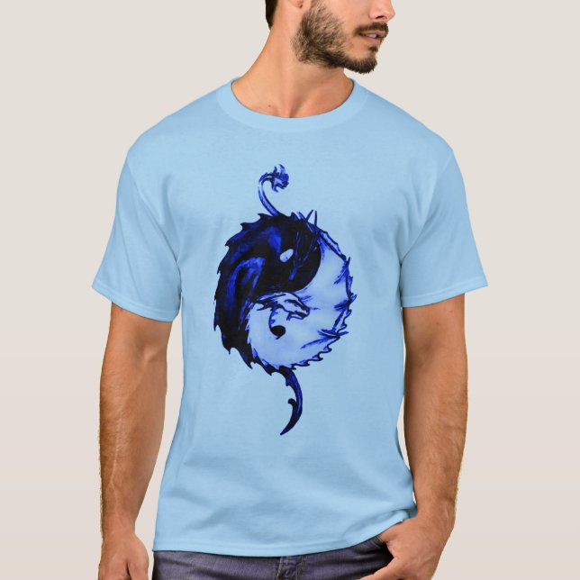 Blaues Drache-Einheits-Symbol T-Shirt (Vorderseite)