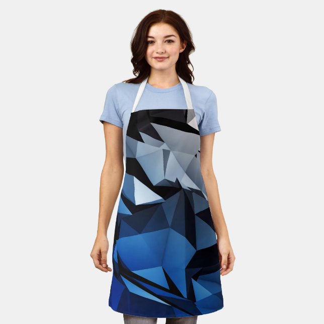 Blaues Dreiecksgeflecht Schürze (Getragen)