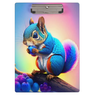 Blaues Eichhörnchen, das Obst isst-323232 Klemmbrett