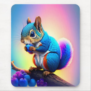 Blaues Eichhörnchen, das Obst isst-323232 Mousepad