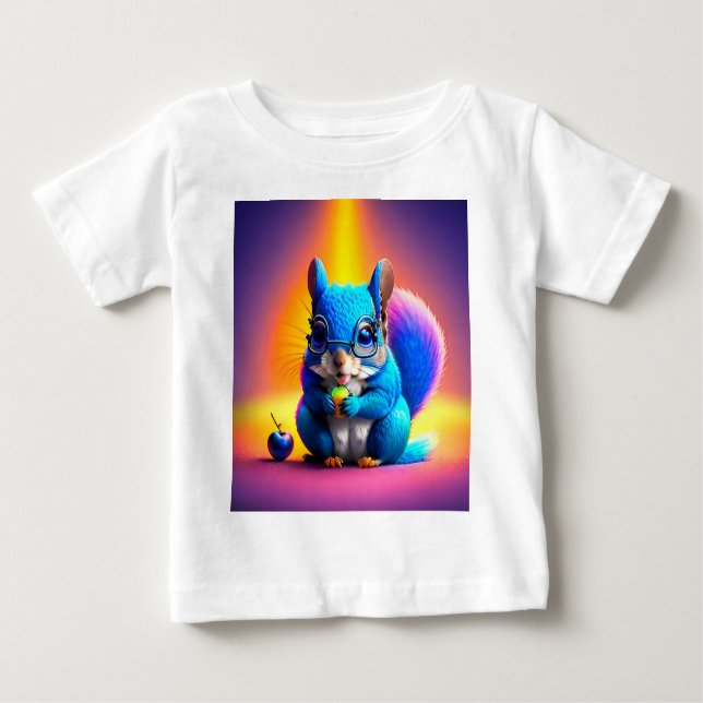 Blaues Eichhörnchen, das Obst isst Baby T-shirt (Vorderseite)