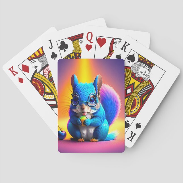 Blaues Eichhörnchen, das Obst isst Spielkarten (Rückseite)