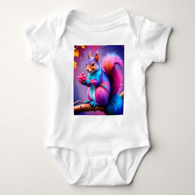 Blaues Eichhörnchen isst die Früchte Baby Strampler (Vorderseite)