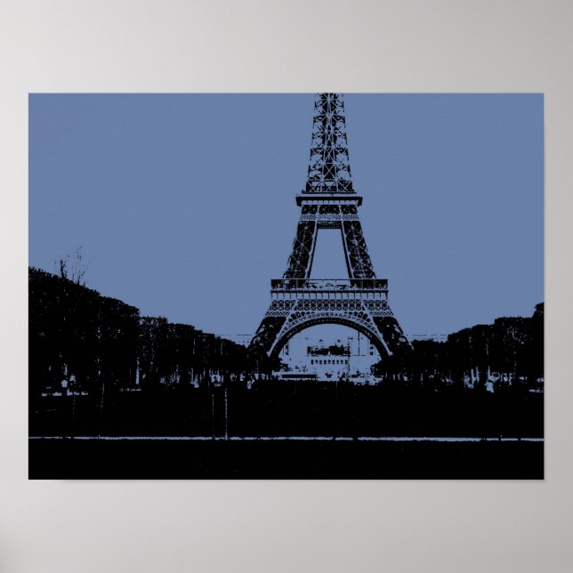 Blaues Eiffelturm-Plakat Poster (Vorne)