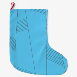 Blaues, einfaches, elegantes, abstraktes Linienmus Großer Weihnachtsstrumpf