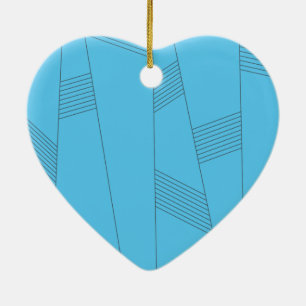 Blaues, einfaches, elegantes, abstraktes Linienmus Keramik Ornament