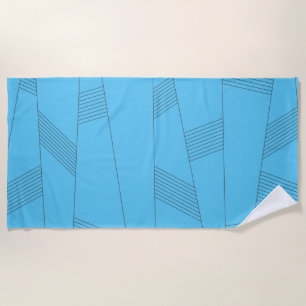 Blaues, einfaches, elegantes, abstraktes Linienmus Strandtuch