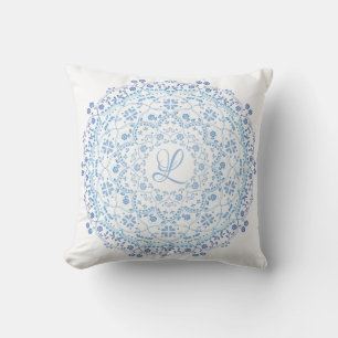 Blaues einfaches Mandala-Kreis-Minimalistisches Fl Kissen