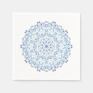 Blaues einfaches Mandala-Kreis-Minimalistisches Fl Serviette
