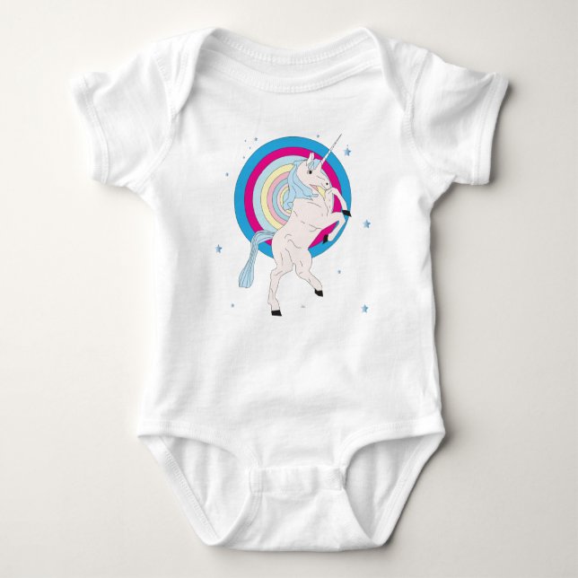 Blaues Einhorn Baby Strampler (Vorderseite)