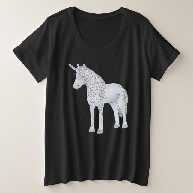Blaues Einhorn Große Größe T-Shirt (Design vorne)