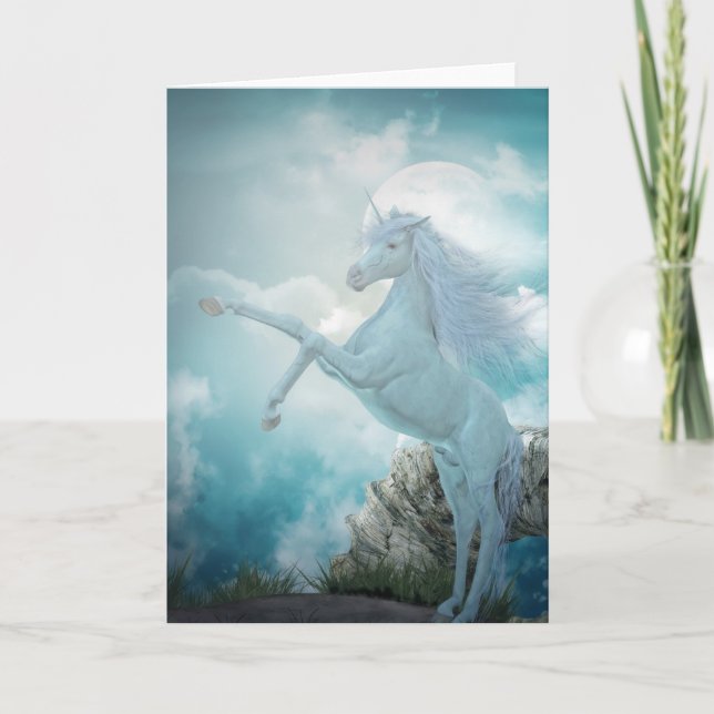 blaues Einhorn Karte (Vorderseite)