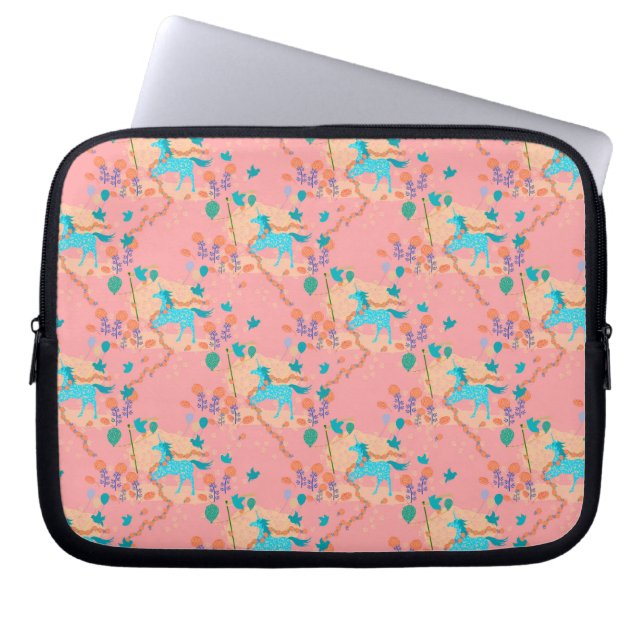 Blaues Einhorn Laptopschutzhülle (Vorderseite)