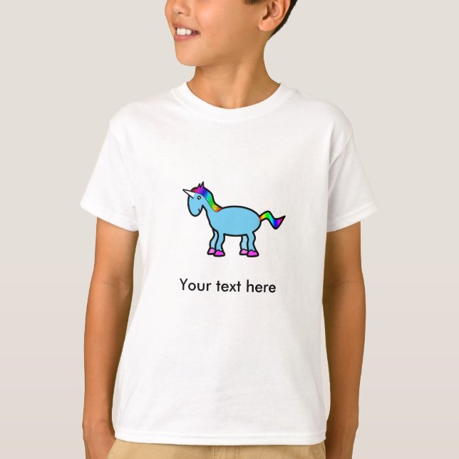 Blaues Einhorn T-Shirt (Vorderseite)