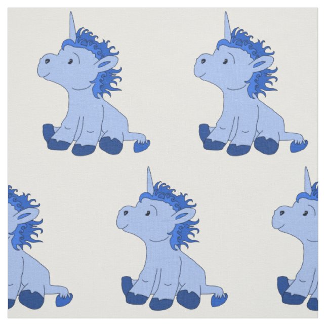 Blaues Einhorn Zeichnend Muster Kinder Stoff (Muster)