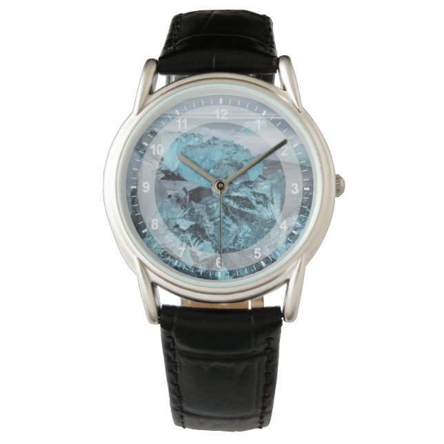 Blaues Eis am Strand, Island Armbanduhr (Vorderseite)