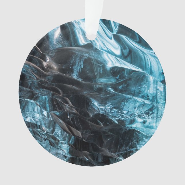 Blaues Eis in der Eishöhle Abstrakt Ornament (Vorderseite)