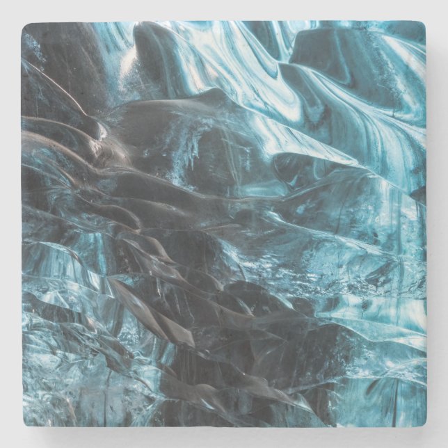 Blaues Eis in der Eishöhle Abstrakt Steinuntersetzer (Vorderseite)