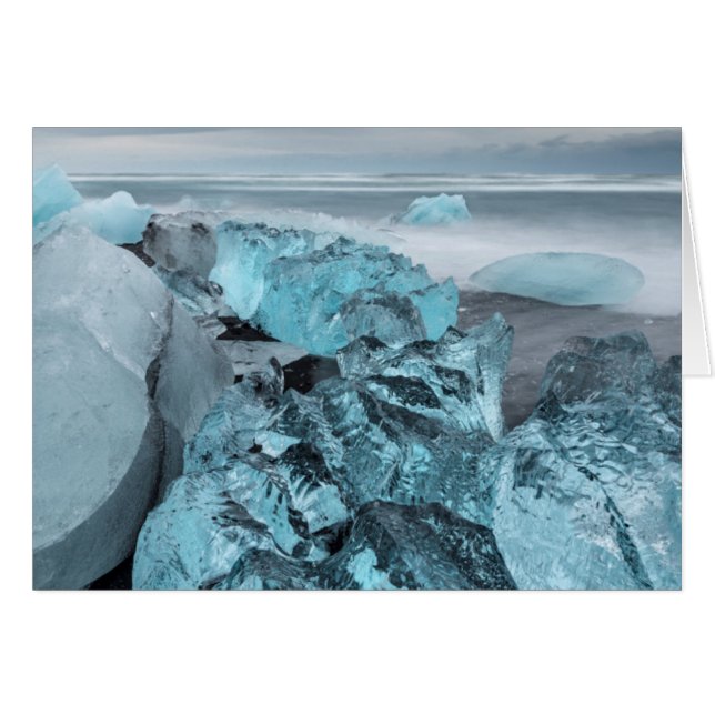 Blaues Eis in der Strandsaison, Island (Vorderseite (Horizontal))