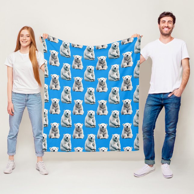 Blaues Eisbär-Musterdesign Fleecedecke (Von Creator hochgeladen)