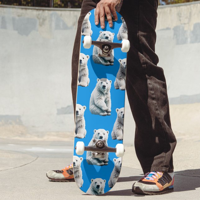 Blaues Eisbär-Musterdesign  Skateboard (Von Creator hochgeladen)