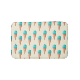 Blaues Eiscreme-Kronmuster, hellgelb Badematte