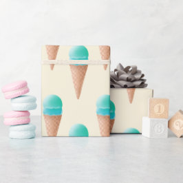 Blaues Eiscreme-Kronmuster, hellgelb Geschenkpapier