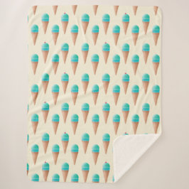 Blaues Eiscreme-Kronmuster, hellgelb Sherpadecke