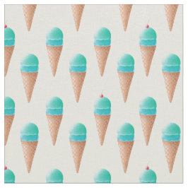 Blaues Eiscreme-Kronmuster, hellgelb Stoff