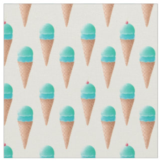 Blaues Eiscreme-Kronmuster, hellgelb Stoff