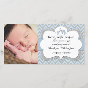 Blaues Elefant-Baby danken Ihnen Foto-Karte Dankeskarte