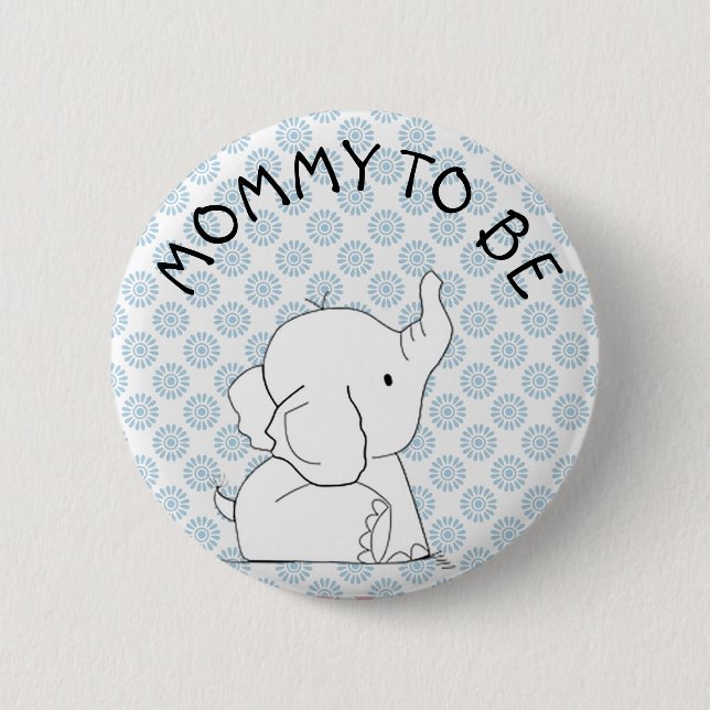 Blaues Elefant-Baby-Duschen-Button Button (Vorderseite)