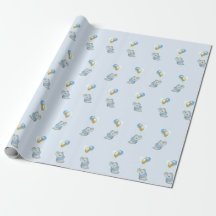 Blaues Elefant-Babyshower-Geschenkpapier