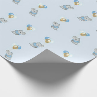 Blaues Elefant-Babyshower-Geschenkpapier Geschenkpapier