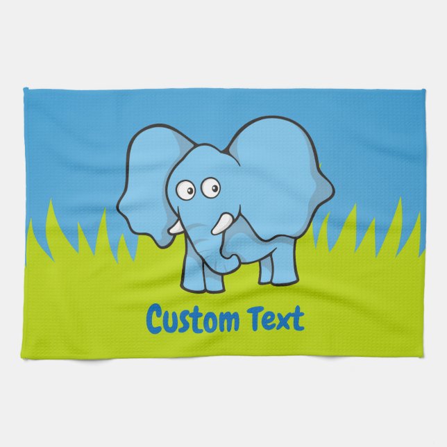 Blaues Elefantenhandtuch Cartoon Geschirrtuch (Horizontal)