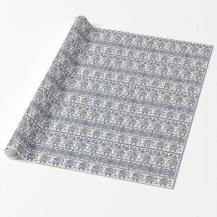 Blaues Elefantenmuster Geschenkpapier