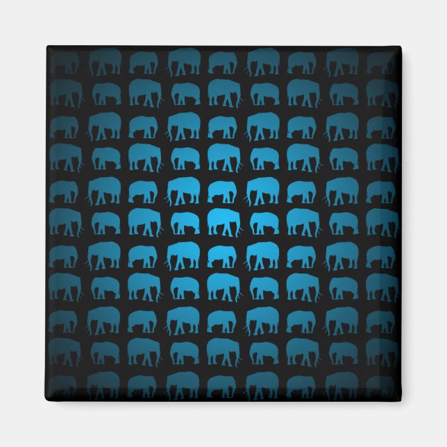 Blaues Elefantenmuster Magnet (Vorne)