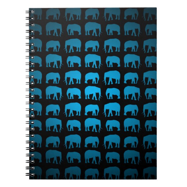 Blaues Elefantenmuster Notizblock (Vorderseite)
