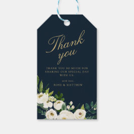 Blaues Elfenbein, weißes Blumengeschenk Geschenkanhänger