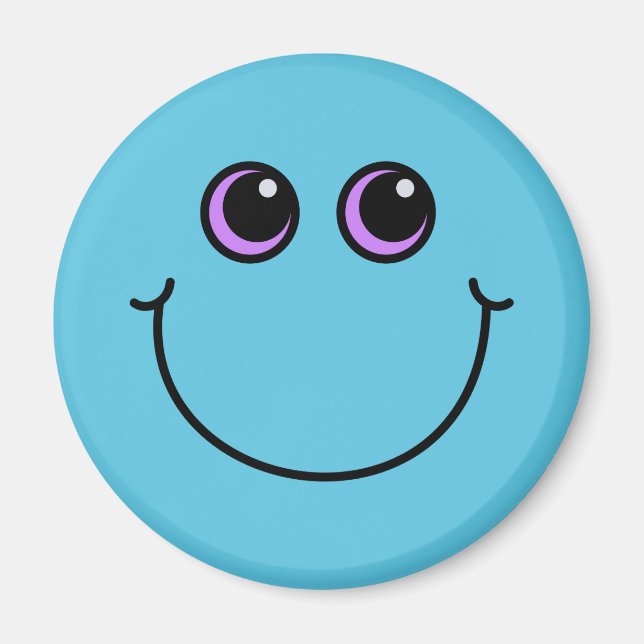 Blaues Emoji-Gesicht lächelnd Magnet (Vorne)