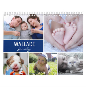Blaues Erinnerungsstück Individuelle Familienfotos Kalender