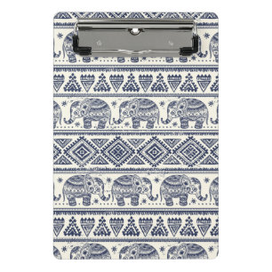 Blaues ethnisches Elefant-Muster Mini Klemmbrett