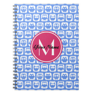 Blaues Eukalyptomuster Rosa Angepasstes Monogramm  Notizblock