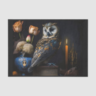 Blaues Eule und Blume Seidenpapier