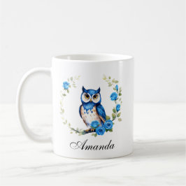 Blaues Eule und Rose Girl Kaffeetasse