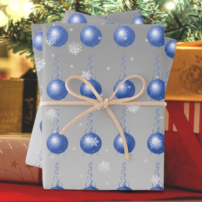 Blaues Extravagantes Zierpapier Geschenkpapier Set (Blue Fancy Ornament Wrapping Paper)