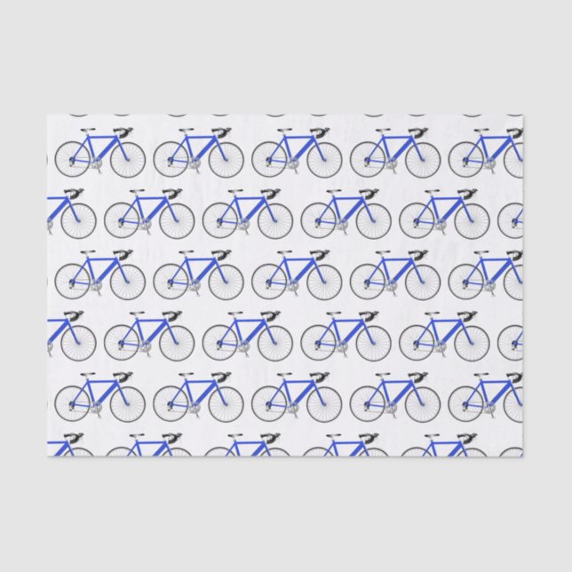 Blaues Fahrrad auf Weißpapier Seidenpapier (Vorderseite)