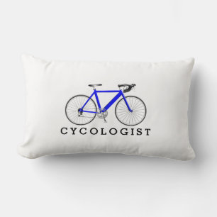 Blaues Fahrrad des Zykologen auf Weiß Lendenkissen