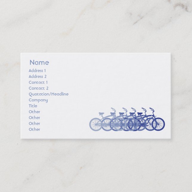 Blaues Fahrrad - Geschäft Visitenkarte (Vorderseite)